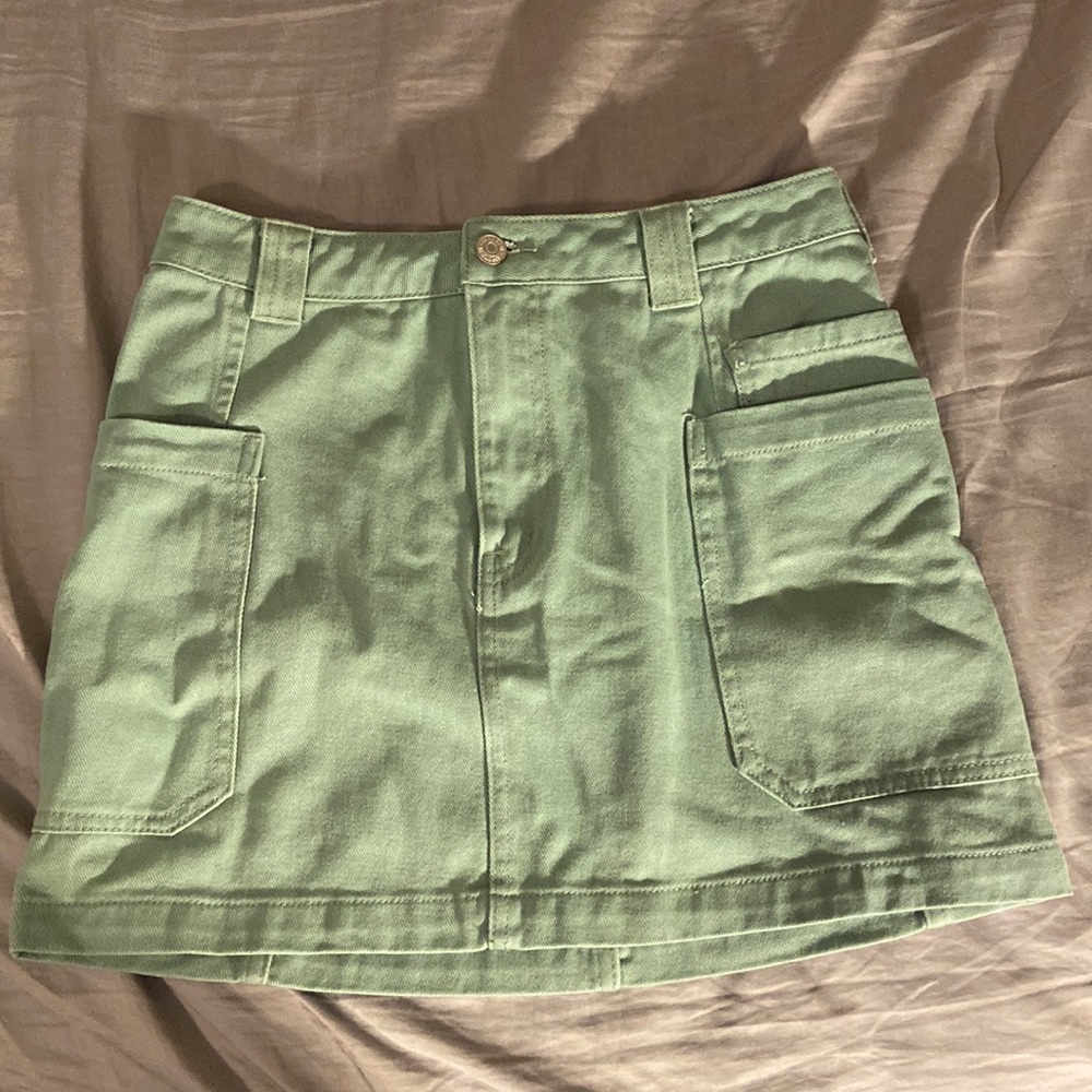 Green cargo jean skirt